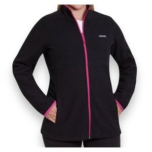 Lands' End Ladies Grid Fleece Zip Up Jacket Small